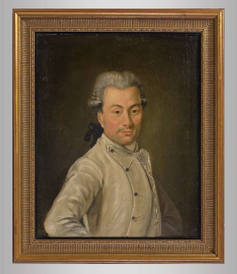 Portrait of an Austrian gentleman with white dress coat. Oil on canvas, circa 1800