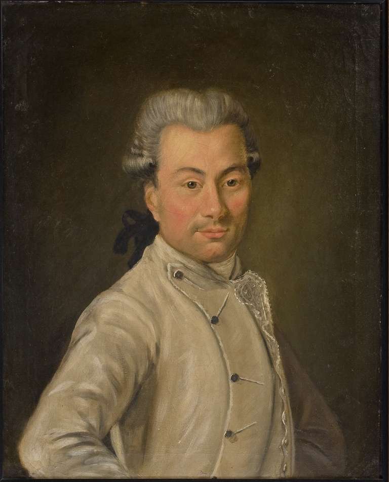 Portrait of an Austrian Gentleman with White Dress Coat, circa 1800 In Excellent Condition For Sale In Madrid, ES