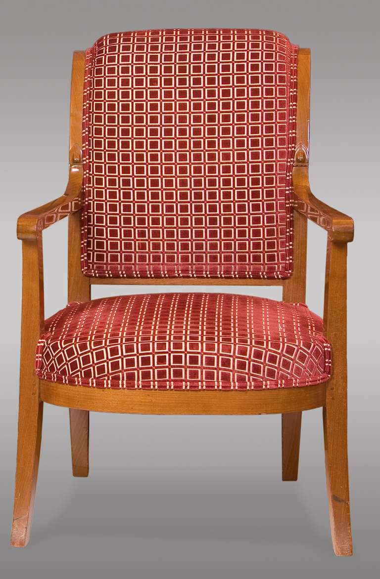 French Stylized Mahogany Armchairs of Directoire Period, France, circa 1800 For Sale