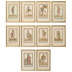 Ten Colored Engravings Signed by Jacques Grasset Saint-Sauveur, 1796
