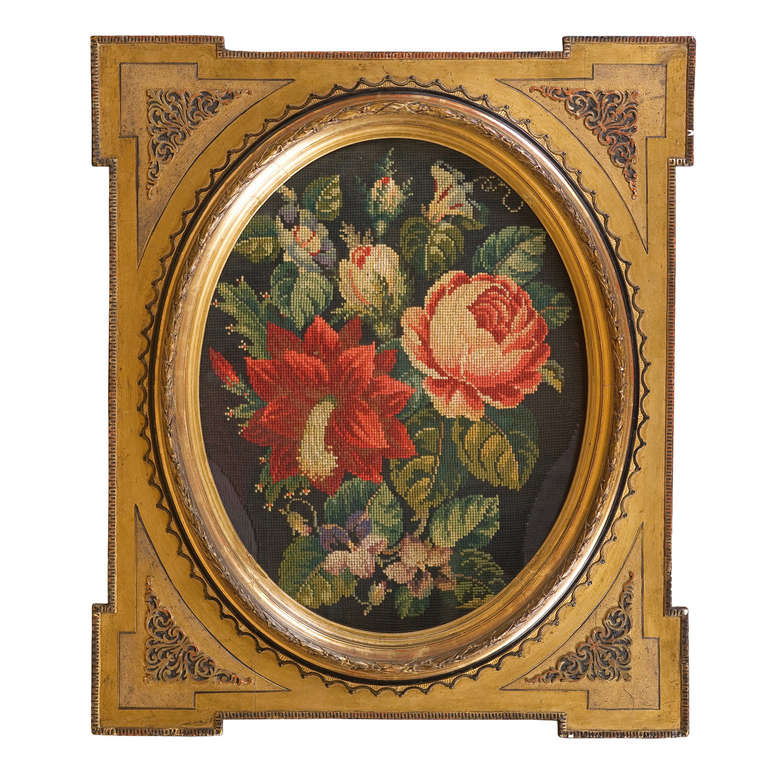 Two Framed Tapestries with Floral Motifs For Sale at 1stDibs