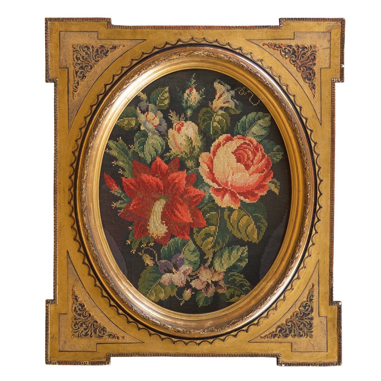 Two Framed Tapestries with Floral Motifs  For Sale
