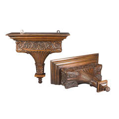 Pair of Wall Brackets in Carved Wood