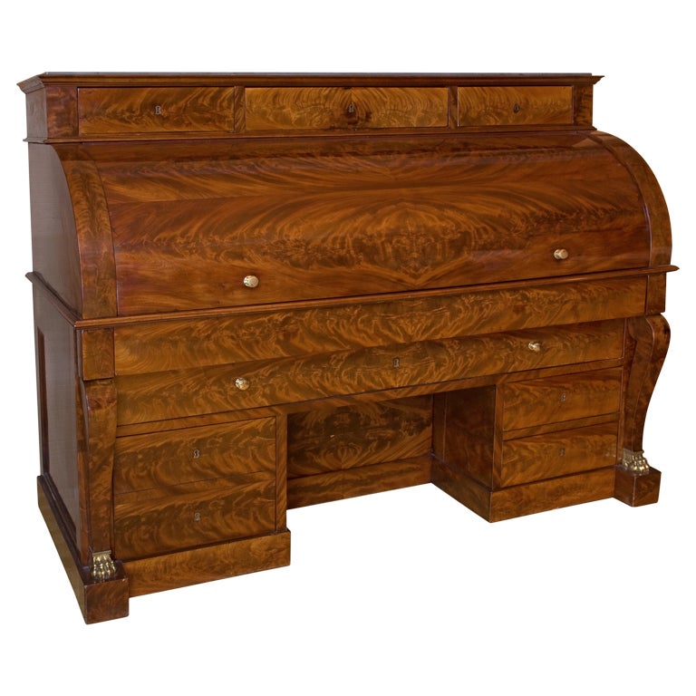 Impressive French Empire Cylinder Bureau, Early 19th Century For Sale