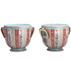 Pair of Samson Porcelain Flower Pots in Taste Chinese Export Decoration