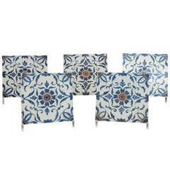 Very Rare Set of Five Chinese Porcelain Tiles for Export