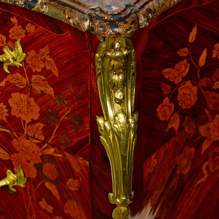 French Superb Marquetry Louis XV Commode, Stamped 