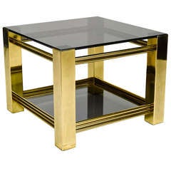 Shining Side Table in Bronze and Smoked Glass Circa 1970 9