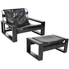 Sonja Wasseur, Lounge Chair and Stool in Wood, Steel and Leather 5
