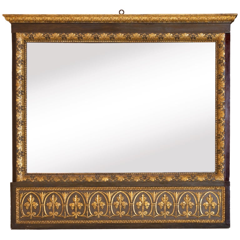 Italian Neoclassical Carved Trumeau Mirror For Sale