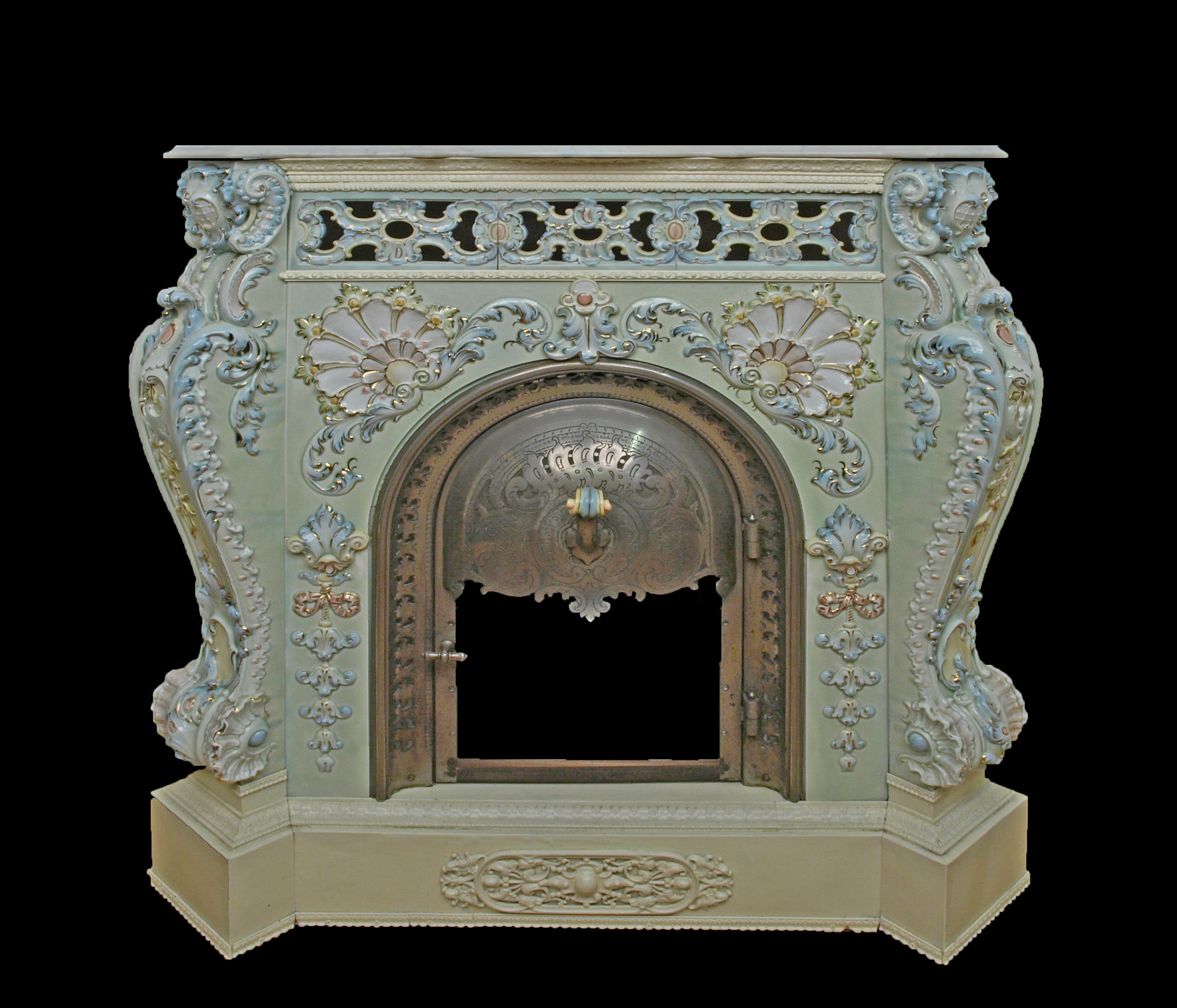 Villeroy & Boch Ceramic Porcelain Fireplace with a Marble Top