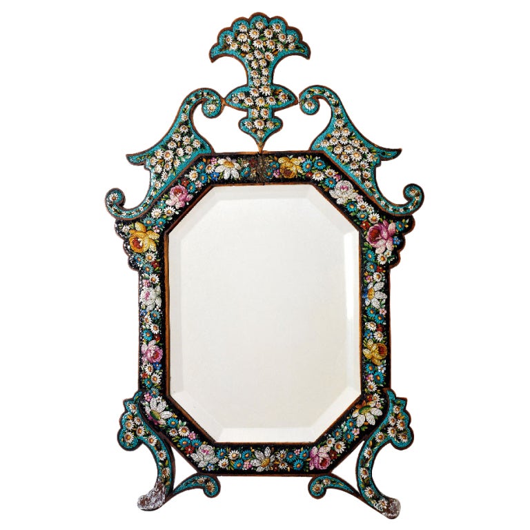 Octagonal Mosaic Table Mirror For Sale