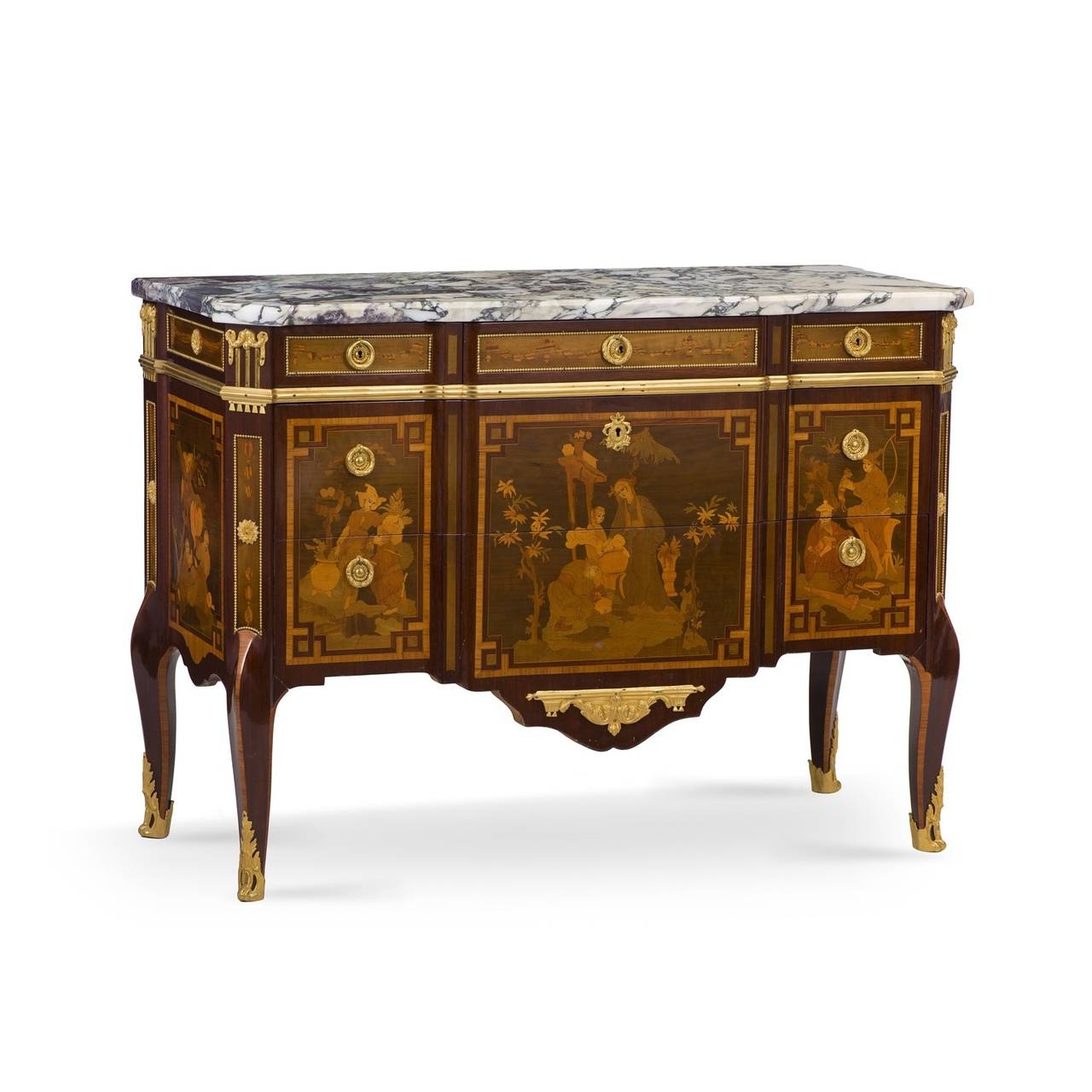 Chinoiserie Ormolu-Mounted Marquetry Commode