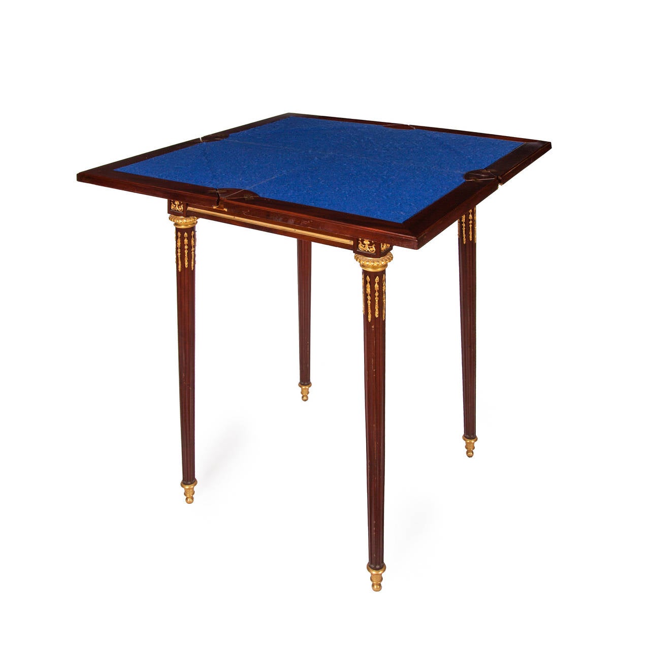 French Ormolu-Mounted Rosewood and Mahogany Folding Card Table by Sormani For Sale