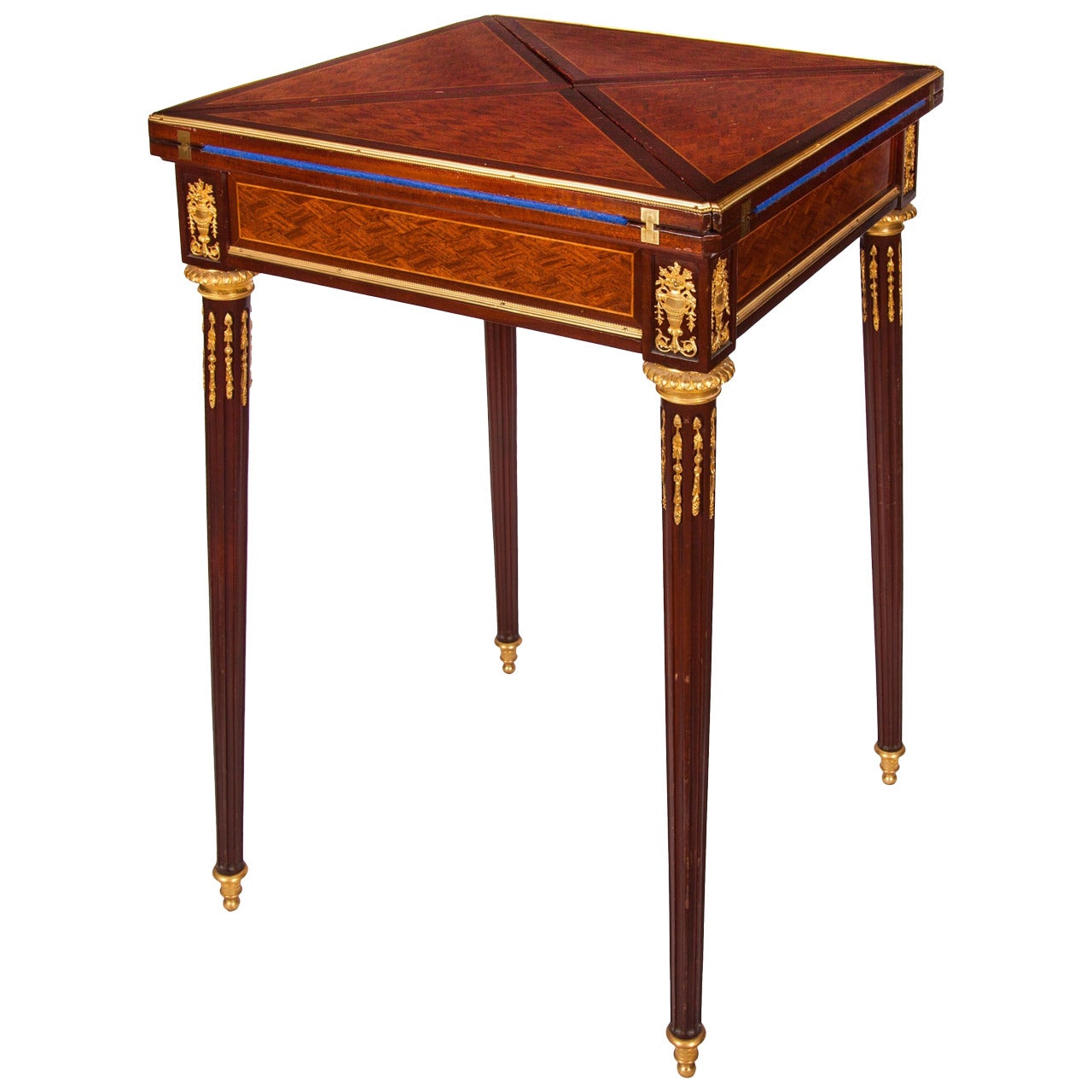 Ormolu-Mounted Rosewood and Mahogany Folding Card Table by Sormani