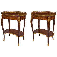 Fine Pair of Ormolu-Mounted Marquetry Side Tables 11