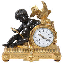Gilt and Patinated Bronze Mantel Clock by Henry Dasson 3