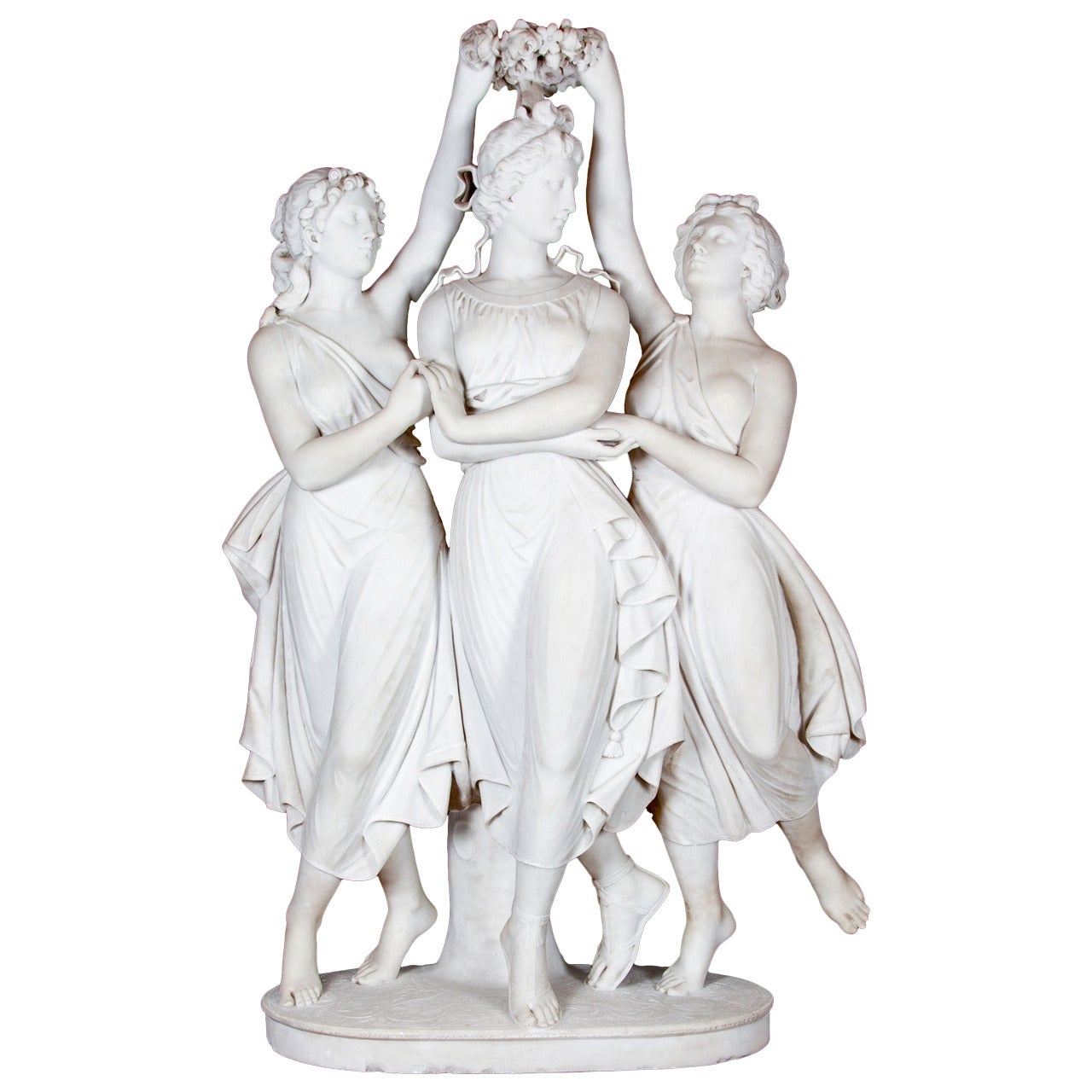 Marble Sculpture of the Three Graces Crowning Venus by Antonio Frilli