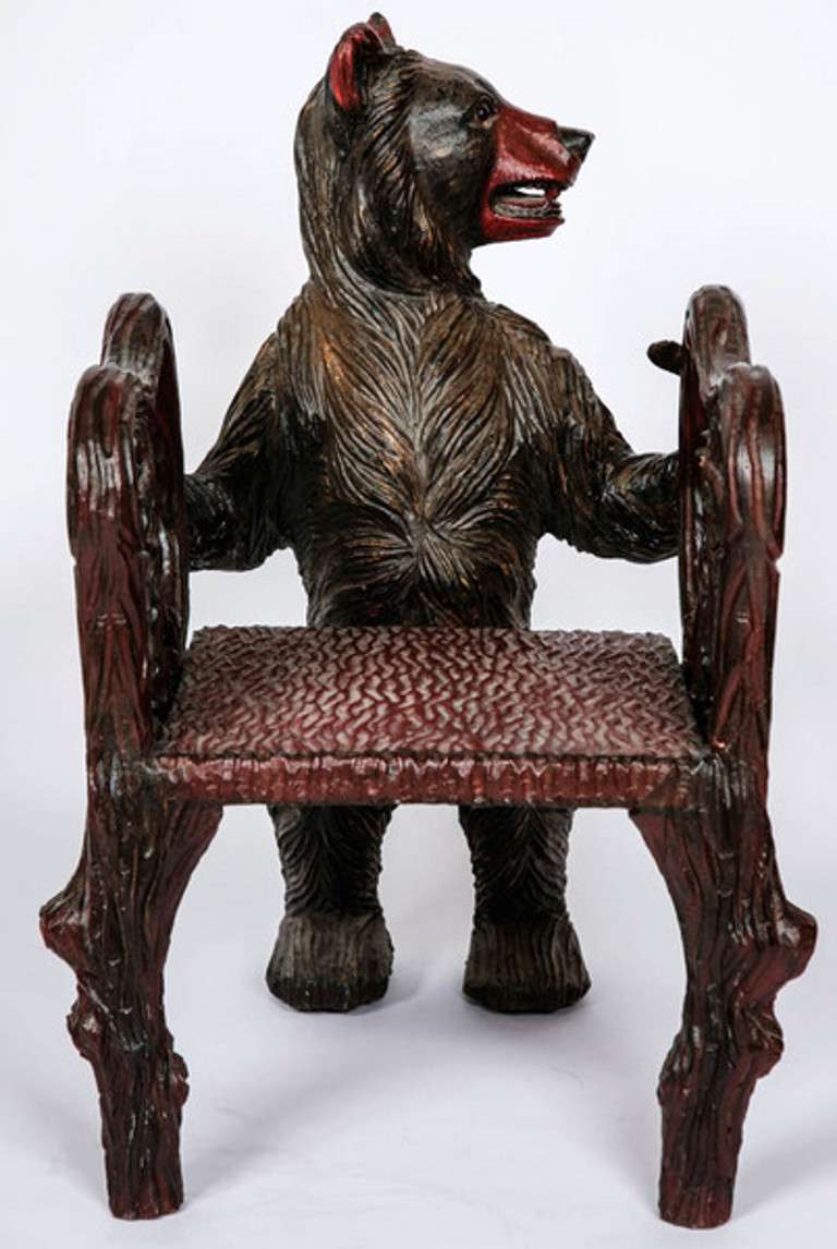Pair of Black Forest Carved Wood Miniature Children's Armchairs 2