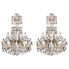Pair of Bohemians cut glass and gilt bronze Belle Époque style chandeliers 8