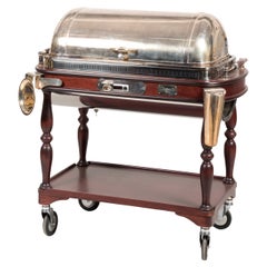 Stained Wood and Silver Plated Buffet Trolley by Maison Christofle, Paris