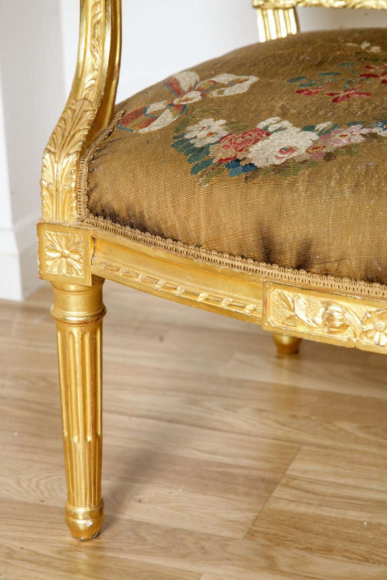 Nine-Piece Louis XVI Style Giltwood and Tapestry Suite In Good Condition In London, GB