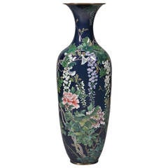 Large Meiji Period Cloisonne Enamel Vase