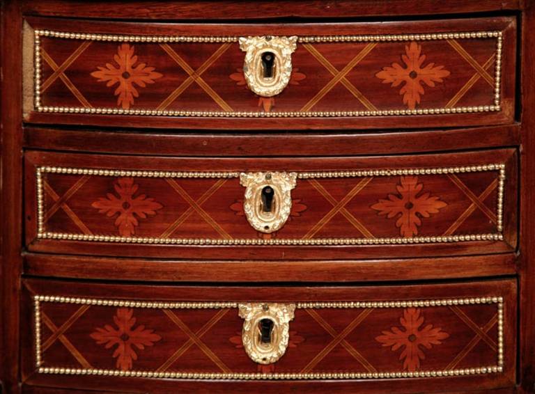 Ormolu-Mounted Oval-Shaped Side Table with Three Drawers