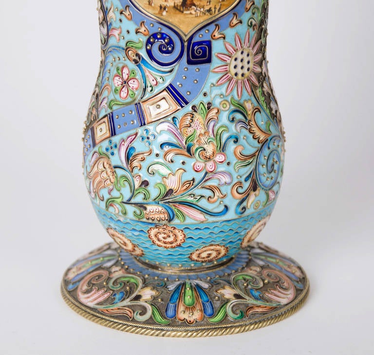 19th Century Large Silver-Gilt and Cloisonné Enamel Vase
