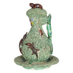 Ceramic Ewer with Cover and Stand in the Palissy Style by Manuel Mafra 5