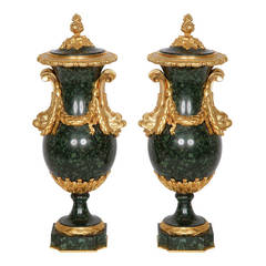 Pair of Ormolu-Mounted Green Porphyry Vases 9