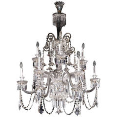 Large French Belle Époque style crystal glass chandelier by Baccarat 7