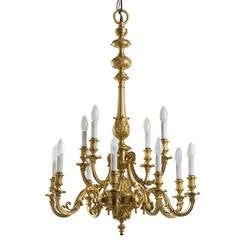 Rococo style antique gilt bronze gold chandelier by Ferdinand Barbedienne 8