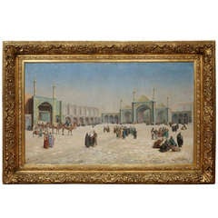 Orientalist Painting of the Courtyard of an Ottoman Palace by Luizo Denis