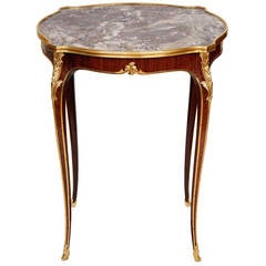Louis XV Style Ormolu-Mounted Side Table with Marble Top Retailed by Deveraux 10