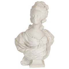 Französische antike Marmorbüste von Marie Antoinette