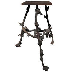 19th Century Little Table with Wood Top and Branches Legs