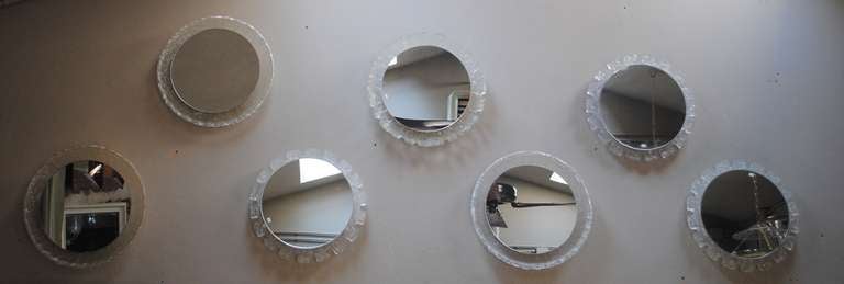 1970's Collection of Seven English Backlit Mirrors with Plexiglass Frame