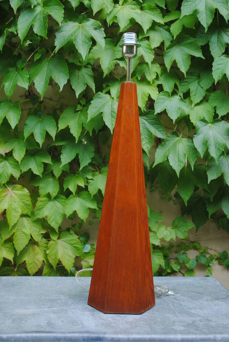 1970's English Wood Table Lamp