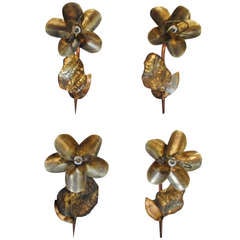 1960
s Four French Appliques Flower Shaped in Brass 1960
s Four French Appliques Flower Shaped in Brass