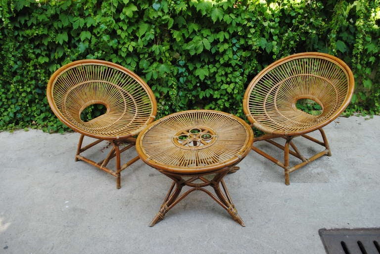 1960's Living Room Set in Bamboo Wood