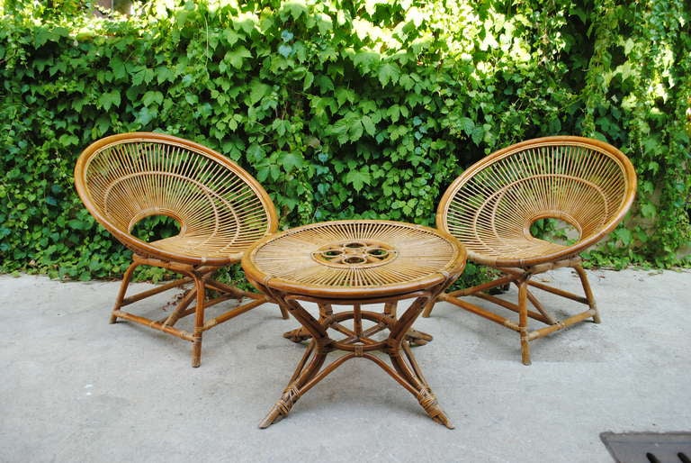 French 1960's Living Room Set in Bamboo Wood For Sale