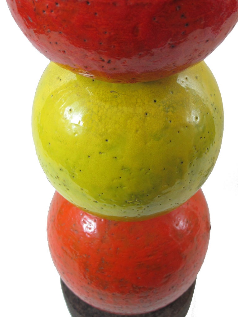 Italian Tall Bitossi Ceramic Stacked Ball Lamp in Colors
