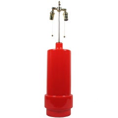Red Glazed Stepped Cylindrical Ceramic Table Lamp