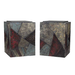 Paul Evans Sculpted Metal Slate Top Tables for Directional USA 1960's
