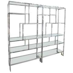 Pair of Milo Baughman Chrome Etagere