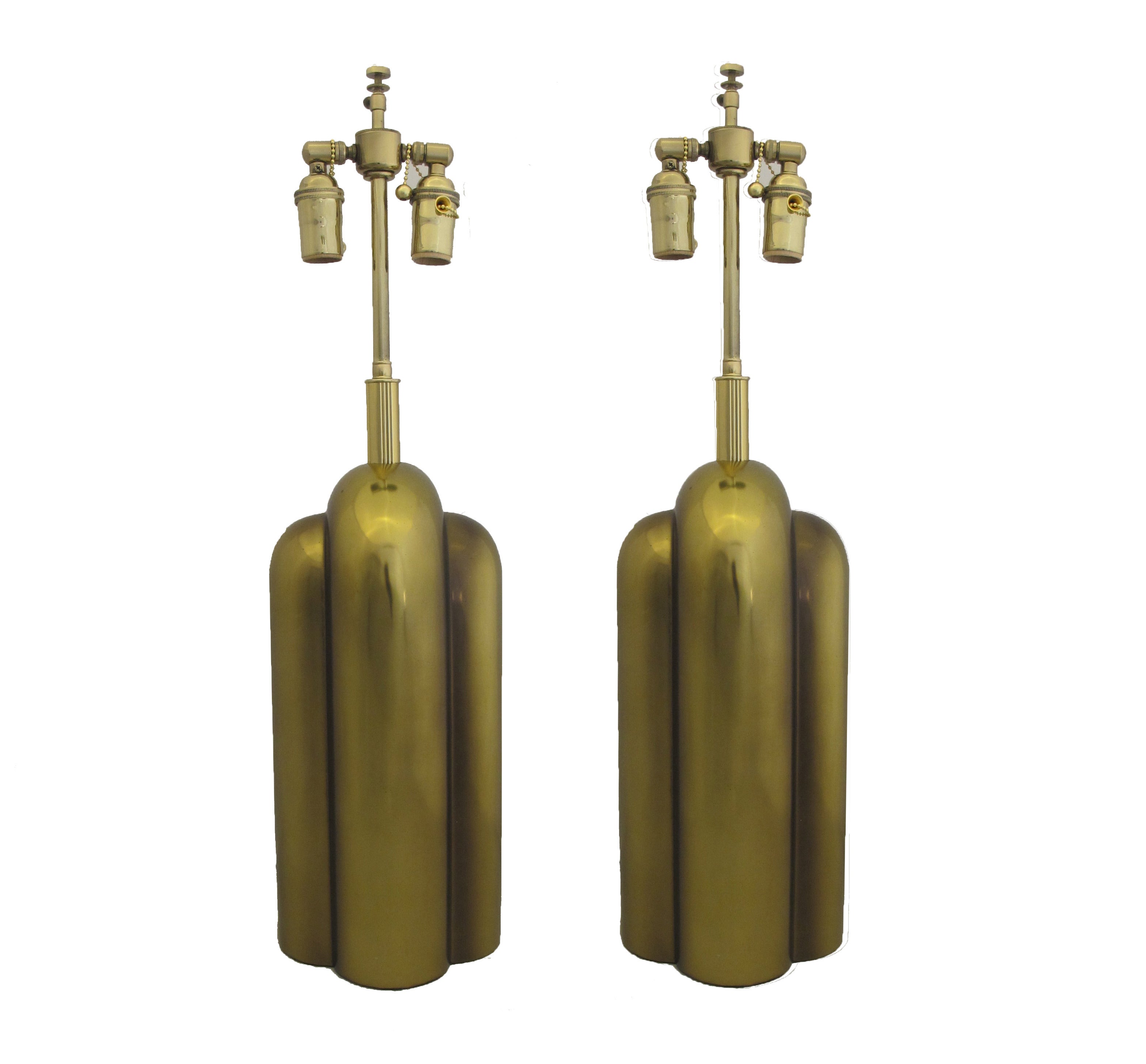 Pair of Sculptural Brass Table Lamps by Westwood Industries