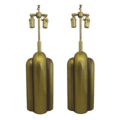 Retro Pair of Sculptural Brass Table Lamps by Westwood Industries
