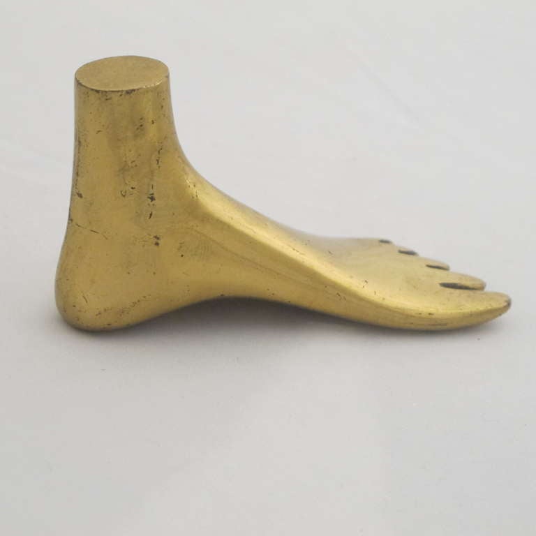 Austrian Miniature Brass Foot Paperweight by Carl Aubock