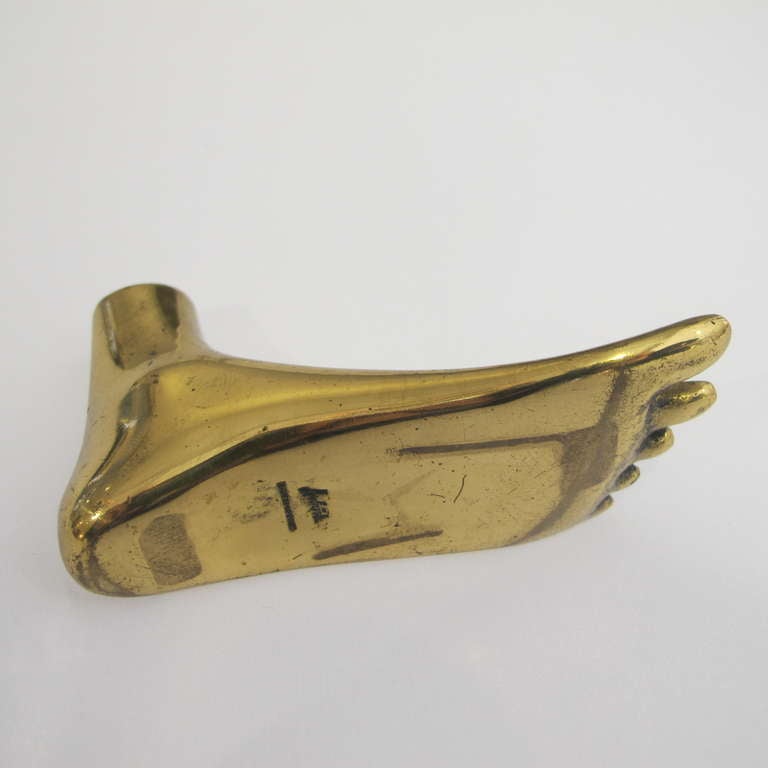 Miniature Brass Foot Paperweight by Carl Aubock In Good Condition In New York, NY